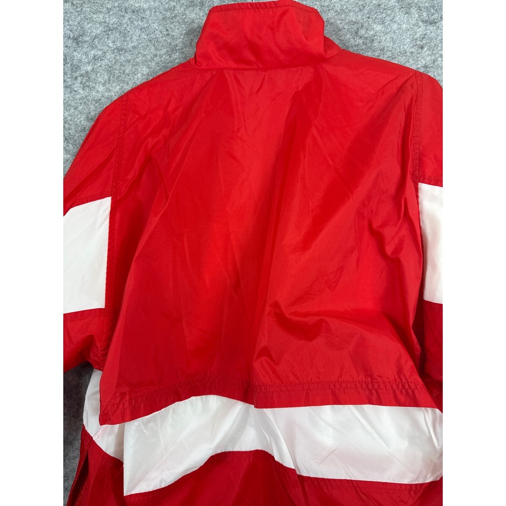 Vintage Asics Windbreaker Jacket Red White Colorblock Full Zip Men L Vented Back - Picture 8 of 13